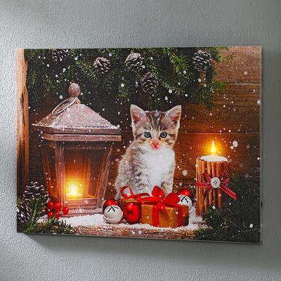 LED-Bild "Katze mit Geschenk" Image