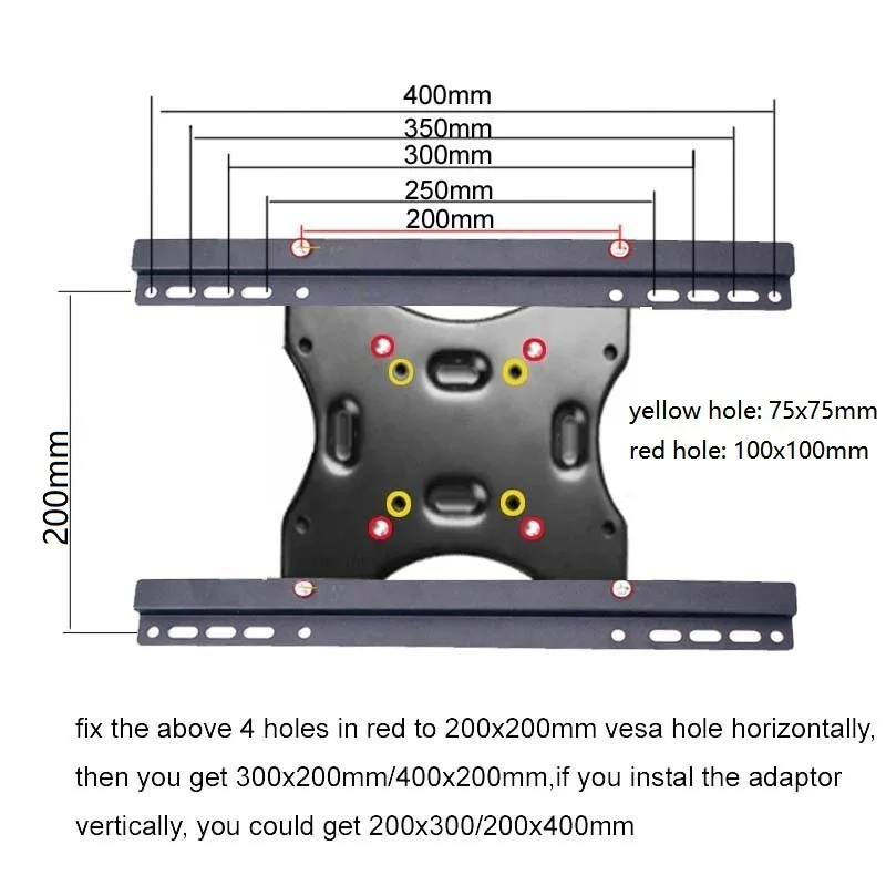 LCD Monitor halterung VESA adapter erweitern von 75x7 5 100x100 200x 100 zu 200x300 300x200 200x400 400x200 Verlängerung bar DIY teile Image