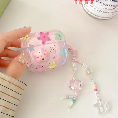 Süße Liebe Herz Sterne Perle Anhänger Silikon Kopfhörer Fall für Apple Airpods 1/2 /3 für Airpods Image