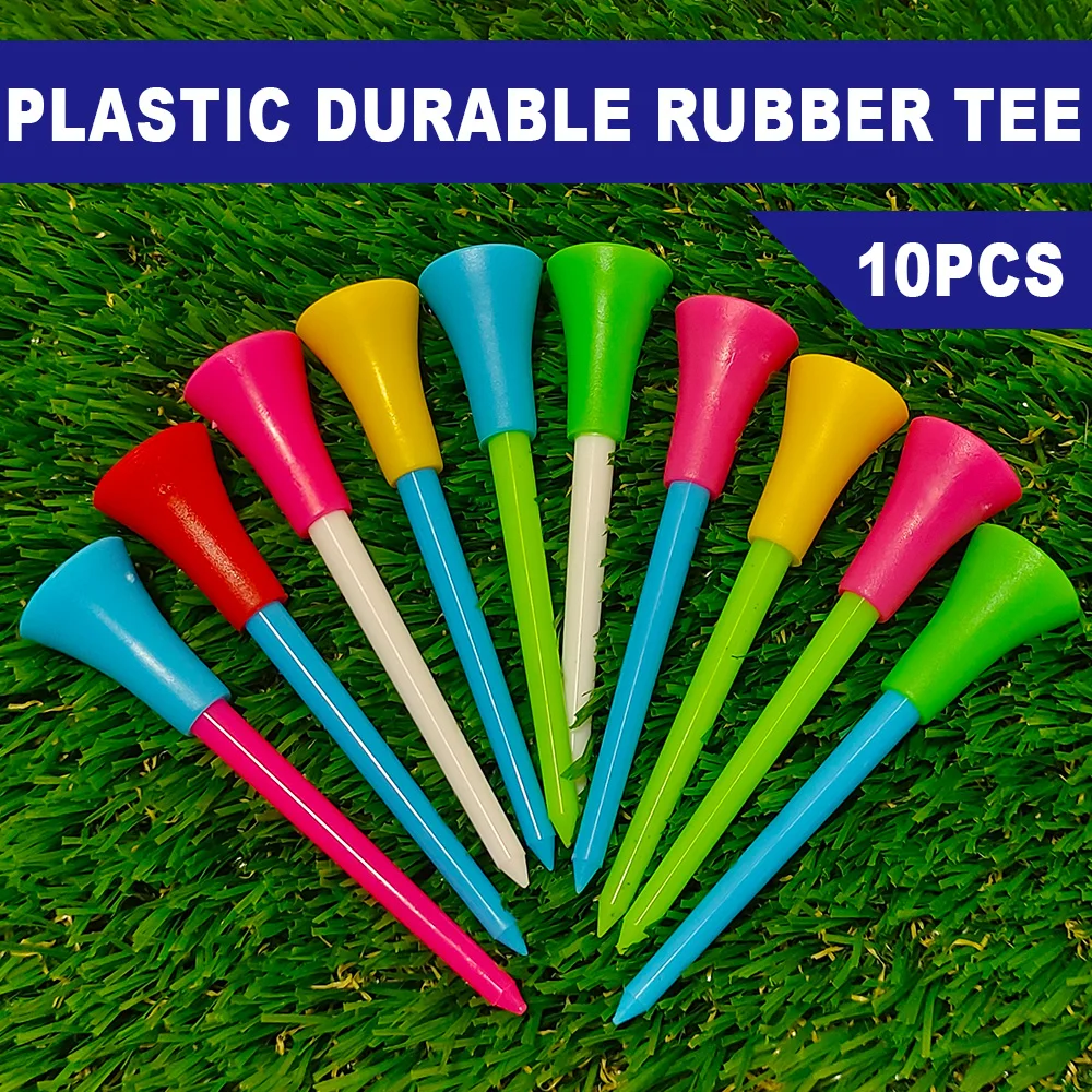 10Pcs Kunststoff Golf Tees Multi Farbe 83mm Langlebige Gummi Kissen Top Golf Ball Halter Golf Zubehör