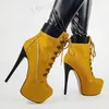 LAIGZEM Frauen Plattform Stiefel Plattform Stiletto Heels Faux Wildleder Unisex Schuhe Frau Zapatos Mujer Damen Große Größe 41 44 50 52