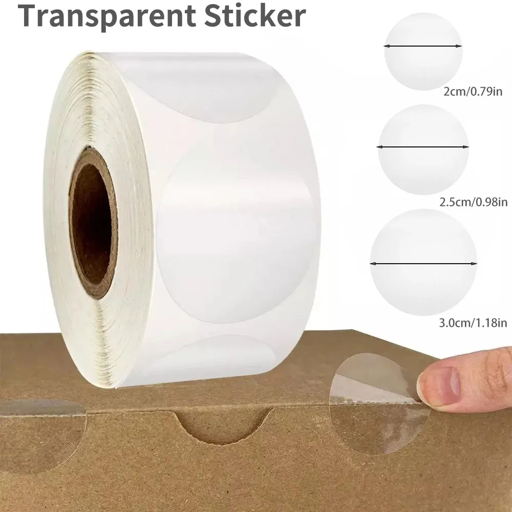 500 Stück kristallklare, transparente 5,1 cm/2,5 Zoll/3,0 Zoll runde PVC-Aufkleber, Umschlag-Tabsealer und transparente Siegeletiketten für Einzelhandelsverpackungen Image