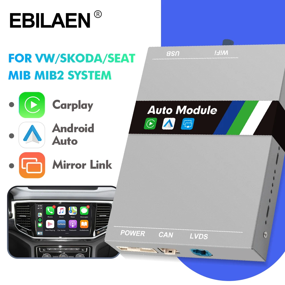 EBILAEN Drahtlose Carplay Für VW Volkswagen Golf 7 Polo Tiguan SITZ Leon Octavia Passat B8 Android Auto Modul Box Spiegel Link Image