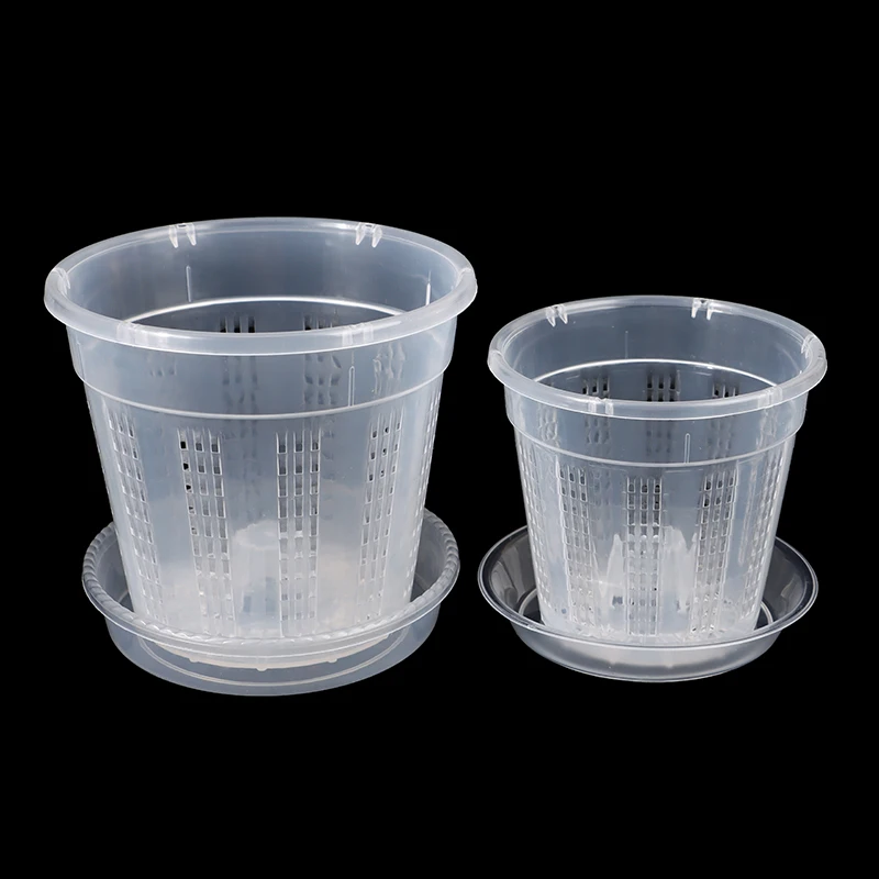 1pc Haushalt Garten Pflanzer Entwässerung töpfe mit Löchern transparente Orchideen körbe Kunststoff atmungsaktive Blumentöpfe Zubehör Image