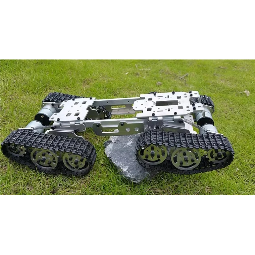 Stoßdämpfung Roboter Tank Auto Chassis Raupe Raupenauto mit Gleichstrommotor überwinden Hindernisse Drift Auto DIY STEM Spielzeugteile Image