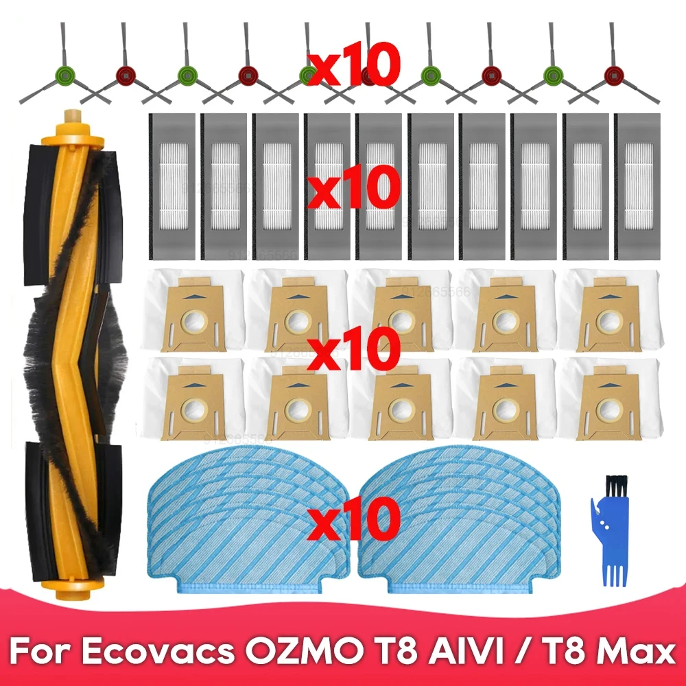 Passend für ecovacs debot ozmo t8/t8 aivi/t8 max/n8 plus/n8 pro rollens eiten bürsten filter mopp staubbeutel teil zubehör Image