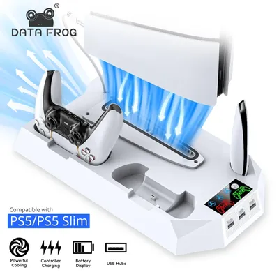 Daten frosch für ps5 Slim Stand Kühl station mit Dual Controller Ladestation für ps5 Slim Disc & Image