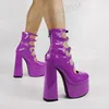 LAIGZEM Frauen Pumpt Runde Kappe Zurück Zip Plattform Dicken Heels Sandalen Partei Tanz Cosplay Damen Schuhe Frau Große Größe 38 40 45 47