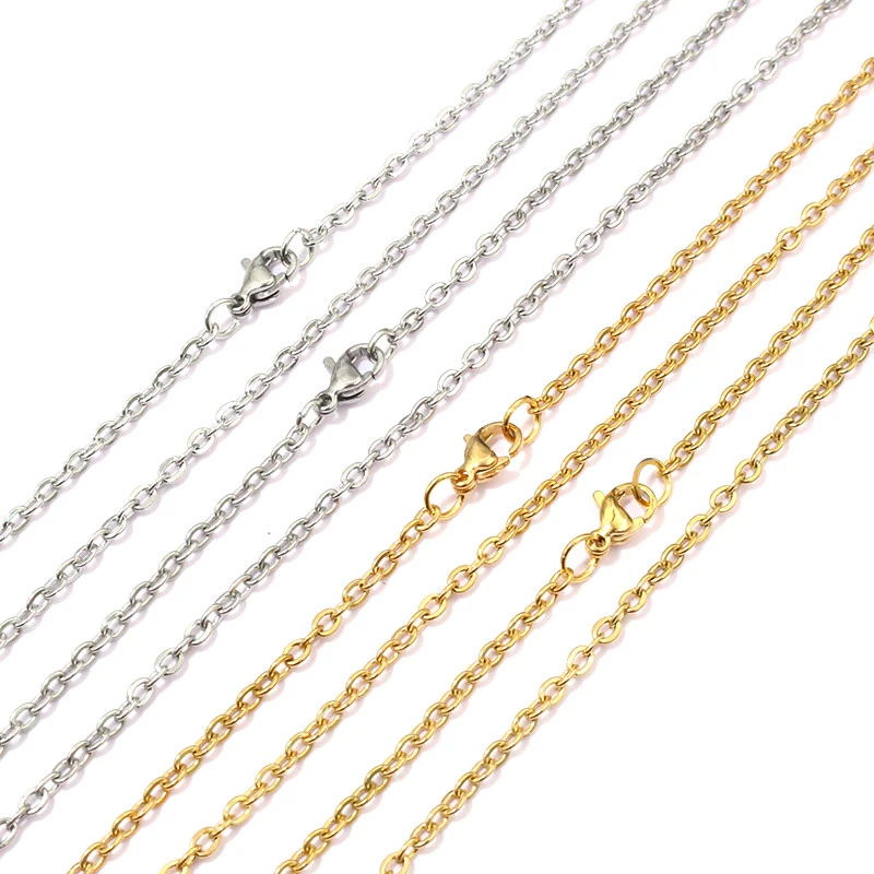 (Kein verblassen) 5 teile/los 3x2mm Mann Frauen Kette Halskette 316l Edelstahl o Link Anhänger Modeschmuck 50cm 70cm lang Image