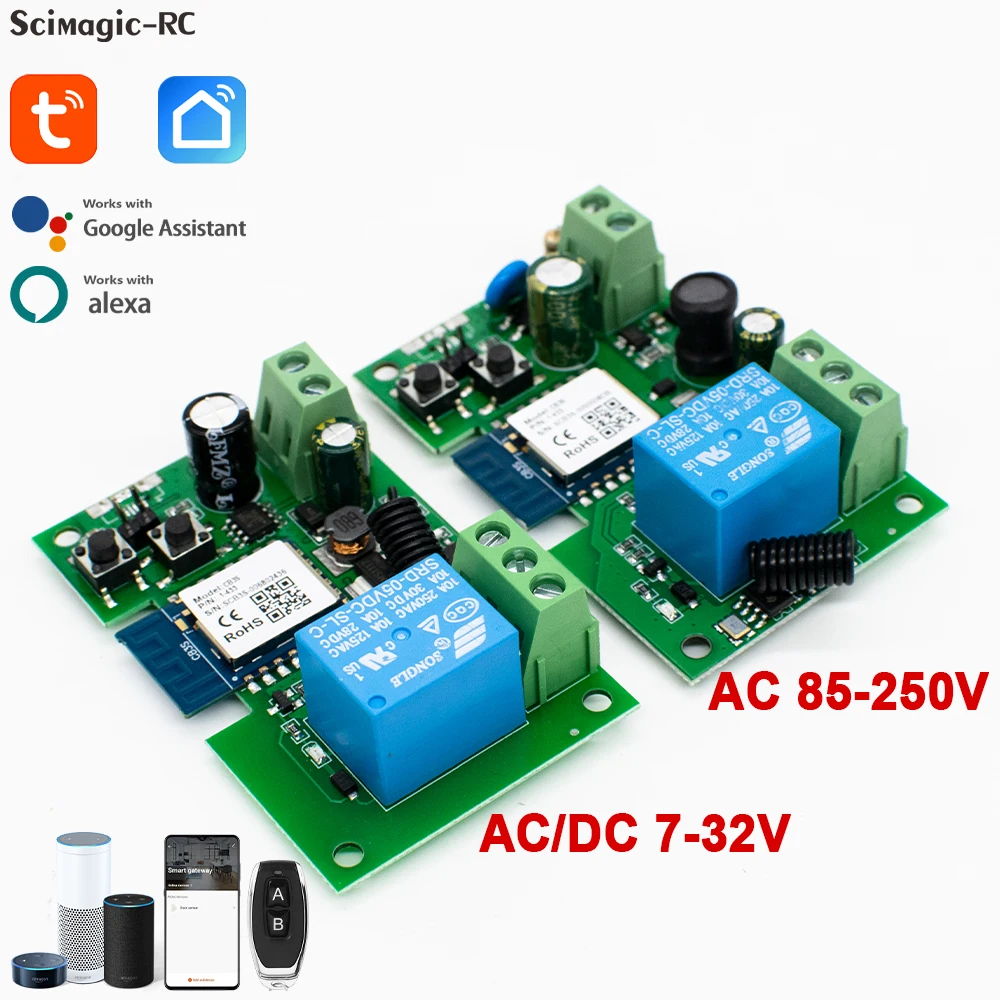 Tuya Smart Switch Modul 1 Kanal 12 V 24 V 110 V 220 V Home Automation DIY Relais Wifi modul Arbeit Mit Alexa Google Hause Image