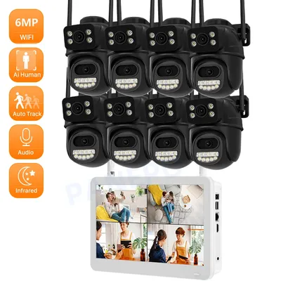 8ch nvr Kamera-Kit im Freien 6mp hd drahtlose Dual-Objektiv ptz wifi ip Home Security-Kamera h.265 Video überwachungs set CCTV-Kit