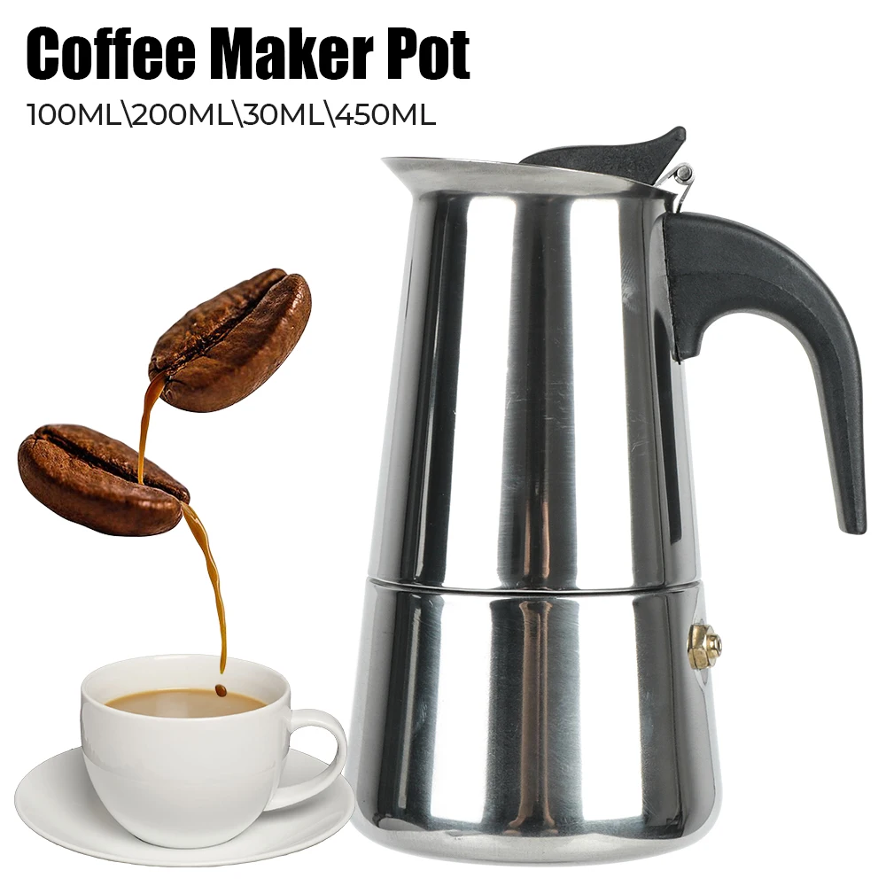 Kaffee maschine Kanne 2/4/6/9 Tassen Mokka Espresso Latte Herd Filter Edelstahl Kaffeekanne für Küche Moka Kaffee maschine Image