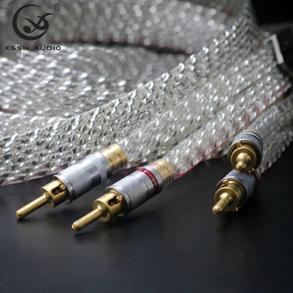 Original Hallo-end 1 Paar Lautsprecher Draht Schnur YIVO Audio DIY SP-108FS OD 25*3mm Flache Kupfer überzog Reine Silber HIFI Lautsprecher Kabel Linie Image