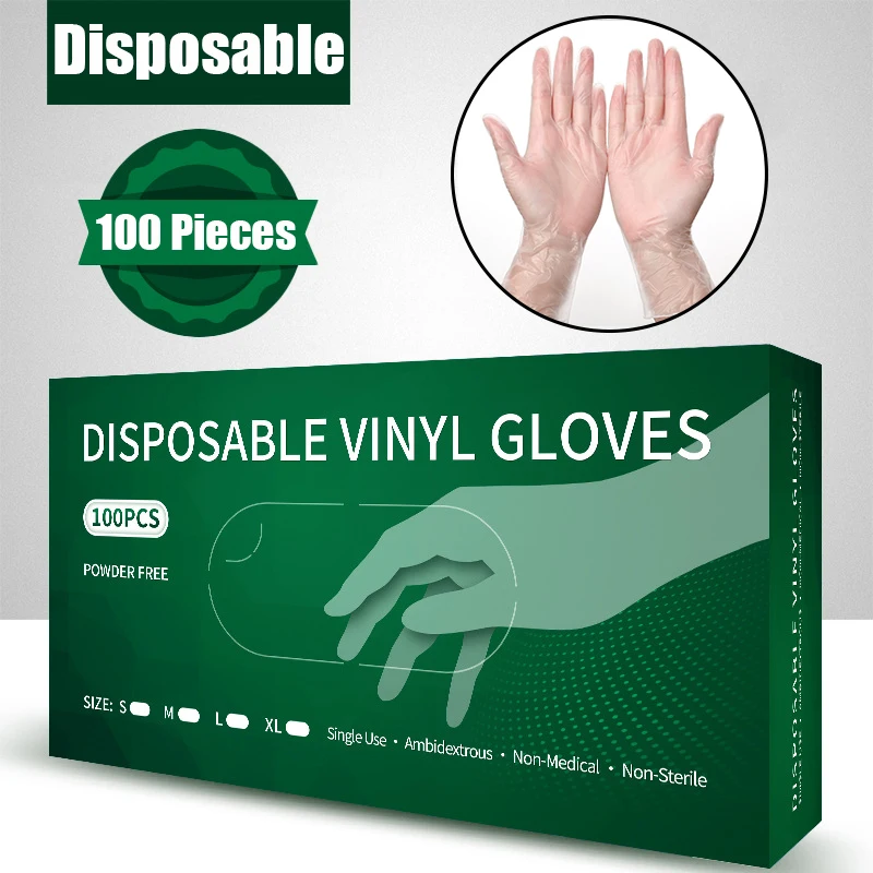 100 Stück Einweg-PVC-Handschuhe transparent verdickt Kunststoff Haushalt Catering Backen Schönheit Reinigungs handschuhe Wohn bedarf