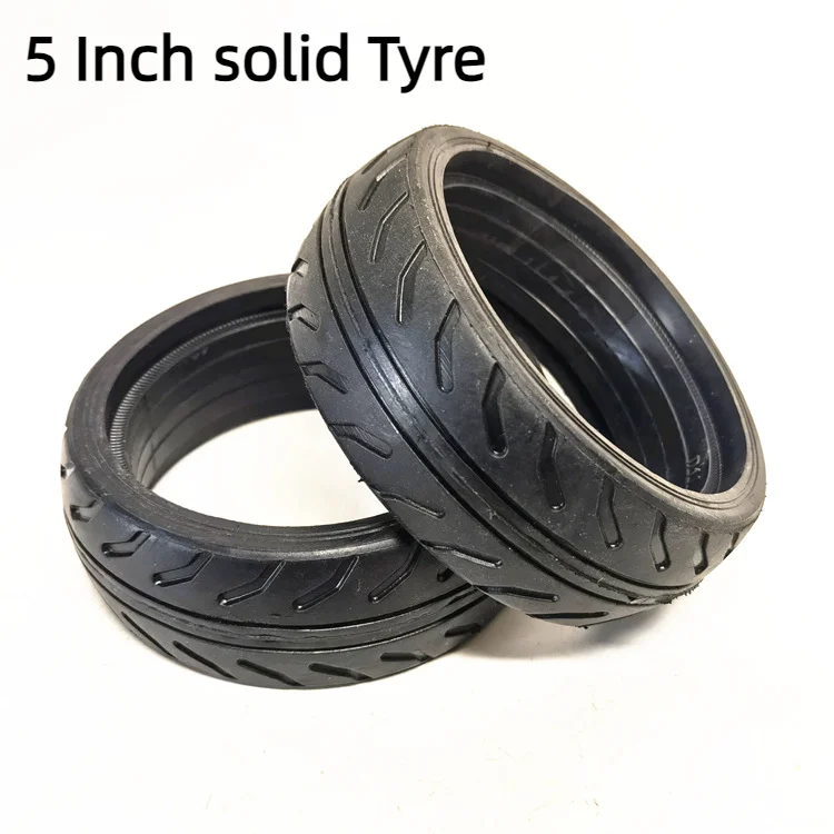 Lightning Delivery 1/2 Stück 5-Zoll-Vollreifen zum Auswuchten von Autos, elektrischer Skateboard-Trolley-Wagen, Kinderwagen, schlauchloser Reifen