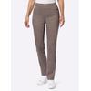Schlupfhose CASUAL LOOKS, Damen, Gr. 19, Kurzgrößen, grau (dunkeltaupe), 65% Baumwolle, 33% Polyester, 2% Elasthan, unifarben, lang, Hosen