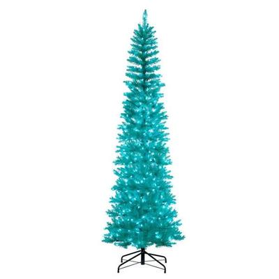 Vickerman 761663 - 9.5' x 42 Aqua Pencil DuraLit 700 Green Light Artificial Christmas Tree Christmas Tree (K243986LED)