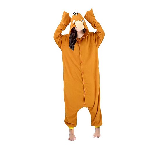 Karnevalskostüm Tier Ente Zeichentrick Karneval Kigurumi-Pyjamas Ausgefallene Kostüme Onesie-Kostüm Warm Charme Lustiges Kostüm Erwachsene Unisex Männer und Frauen Halloween Karneval Leistung Party Image