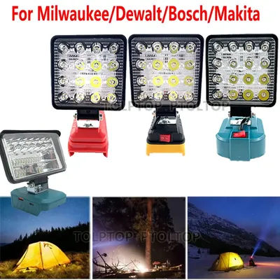 NEW LED Flashlight Outdoors Flood Lights For Makita/DeWalt/Milwaukee/Bosch 18V Li-ion Battery Work