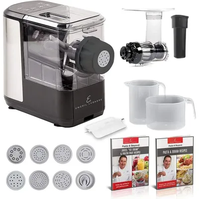 Automatic Pasta and Noodle Maker with Slow Juicer - 8 Pasta Shaping Discs Black