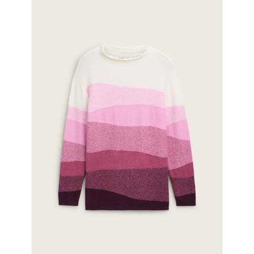 TOM TAILOR Damen Plus - Strickpullover mit Farbverlauf, rosa, Farbverlauf / Dip-Dye, Gr. 44