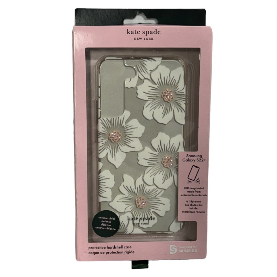 Kate Spade Accessories | Kate Spade Samsung Galaxy S22+ Phone Case. Clear With White Flowers And Gems. | Color: Pink/White | Size: Samsung Galaxy S22+