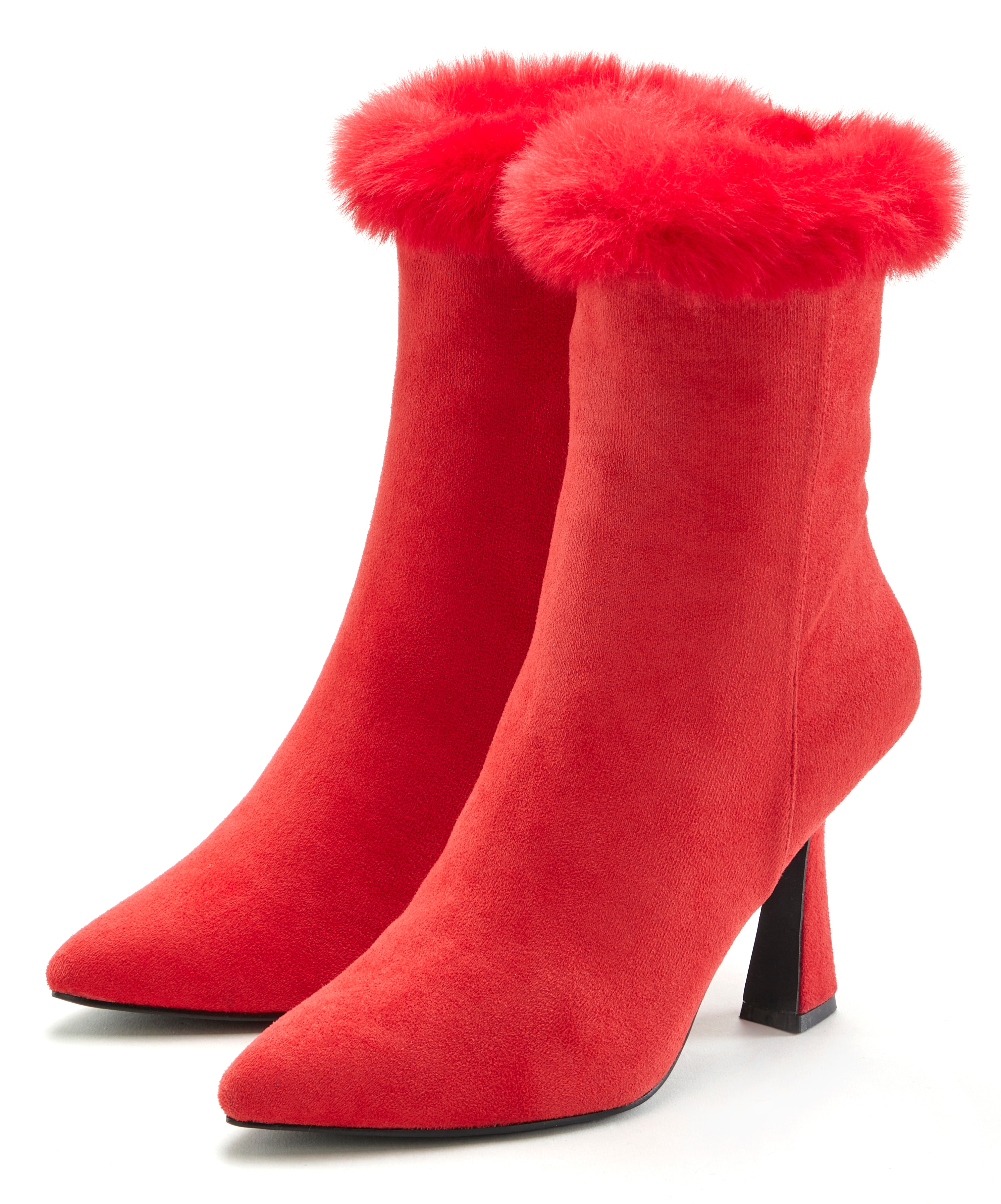 High-Heel-Stiefelette "Ankleboots mit Reißverschluss", Damen, Gr. 37, rot, Obermaterial: 100% Textilmaterial. Futter: 100% Textilmaterial. Decksohle: 100% Lederimitat. Laufsohle: 100% Synthetik, LASCANA BELLE AFFAIRE, Fellimitat, unifarben, Schuhe,...