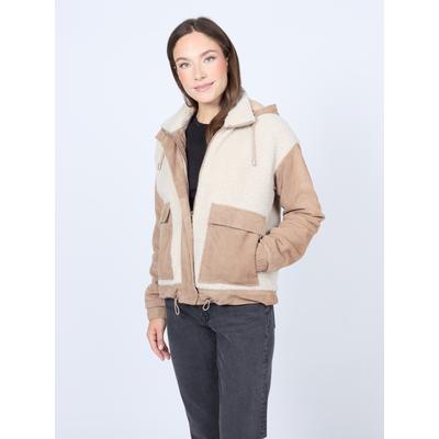 Lederjacke MUSTANG "31022239", Damen, Gr. L, grau (taupe), Obermaterial: 100% Lammleder /Kunstpelz: 100% Polyester / Ärmelfutter: 100% Polyester / Kapuze: 100% Lammleder / Taschenfutter: 100% Baumwolle, Jacken Image