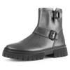 Schlupfboots GABOR "York", Damen, Gr. 40, grau (anthrazit metallic), Leder, modisch, Schuhe, Plateau, Stiefelette, Chunky Boots, Weite G, in Metallic-Optik