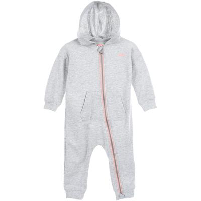 Overall LEVI'S KIDS, Baby, Gr. 9M (74), N-Gr, grau (gray heather), Sweatware, Obermaterial: 80% Baumwolle, 20% Polyester, unifarben, meliert, casual, bequem lang, Rundhals, Langarm Bündchen, Overalls, mit durchgehendem Reißverschluss Image