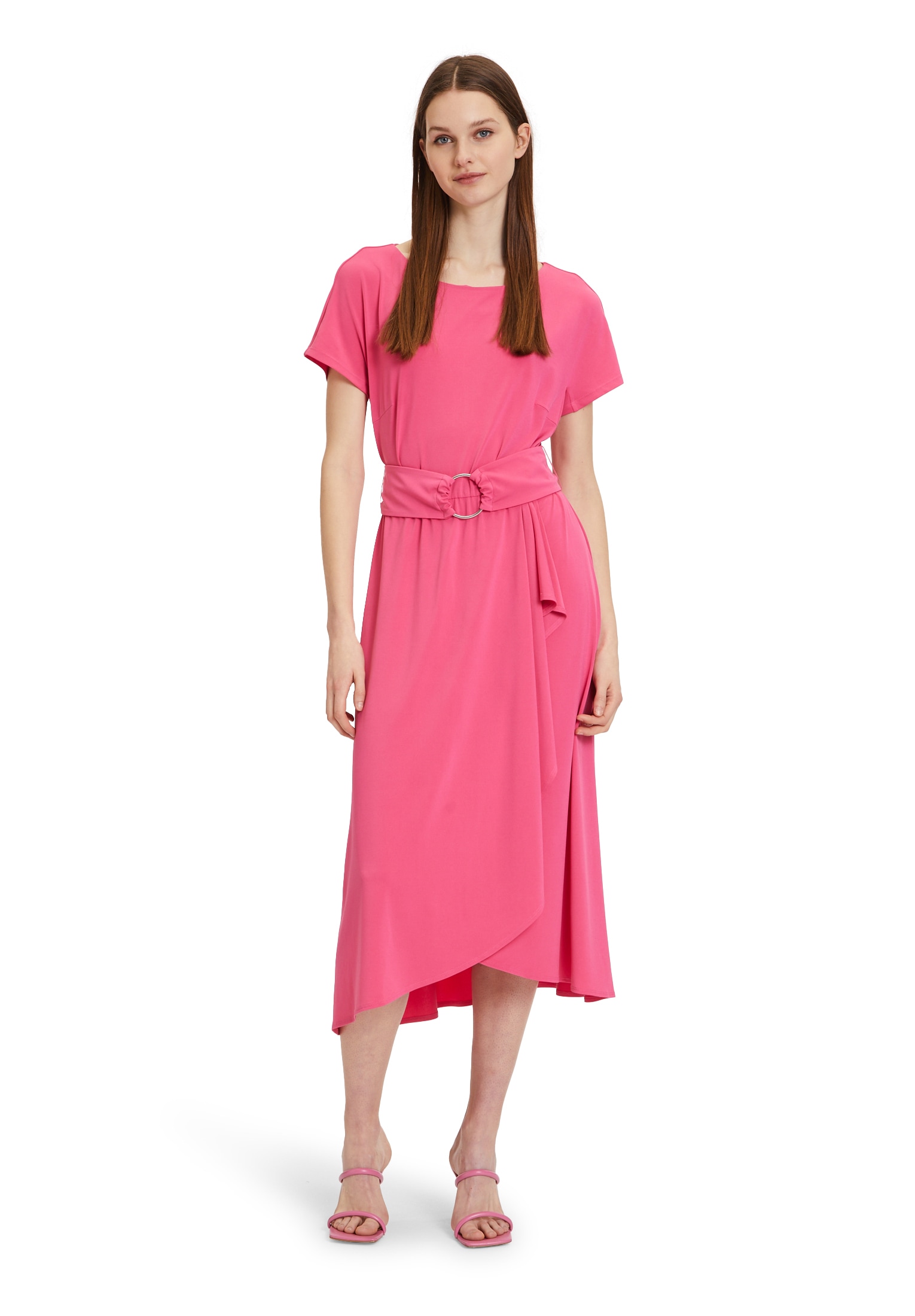 Midikleid BETTY BARCLAY "Damen Sommerkleid Midikleid mit Volant", Damen, Gr. 46, Normalgrößen, pink (pink flambé), Obermaterial: 95% Polyester, 5% Elasthan., figurumspielend kurz, Kleider, Form Image