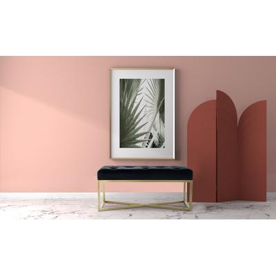 Sitzbank KAYOOM "Diaz 125, Edler Touch durch goldenes Gestell,Bietet mehrere Sitzplätze", schwarz (schwarz, gold), B:90cm H:40cm T:40cm, Bezug:Polyester (Samt) Korpus:MDF, Sperrholz Gestell:Eisen, Sitzbänke, samtweich, gesteppt, mit Zierknöpfen,... Image