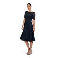 Cocktailkleid VERA MONT "Vera Mont Cocktailkleid mit Spitze", Damen, Gr. 50, Normalgrößen, blau (night sky), Obermaterial: 100% Polyester. Futter: 100% Polyester., feminin, ausgestellt kurz, Rundhals, 3/4-Ärmel, Kleider, Spitze, Topseller