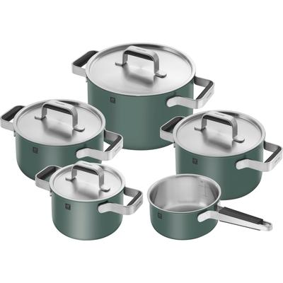 Topf-Set ZWILLING "Pure", grün (grün, 5tlg. set), Töpfe, Stay-Cool-Griffe, 3-lagige Bodentechnologie