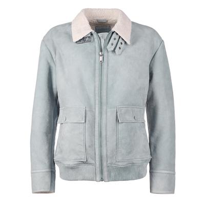 Lederjacke MUSTANG "31022235", Damen, Gr. S, blau (dusty blau), Obermaterial: 100% Lammleder / Kunstpelz: 100% Polyester / Taschenfutter: 100% Baumwolle, Jacken Image