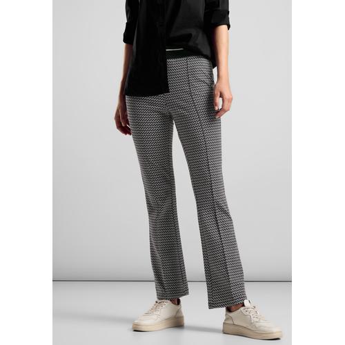 Stoffhose STREET ONE, Damen, Gr. 40, Länge 30, schwarz, Stoff, 70% Polyester, 26% Viskose, 4% Elasthan, Jacquardmuster, casual, skinny fit lang, Hosen, Jacquard