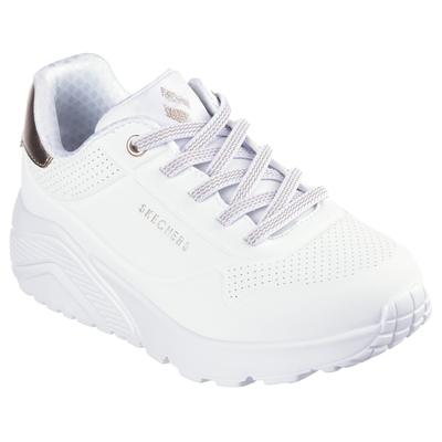 Slip-On Sneaker SKECHERS "UNO LITE", Kinder, Gr. 38, weiß, Lederimitat, sportlich, Schuhe, Freizeitschuh, Halbschuh, Slipper mit metallic Fersenpatch Image