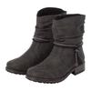 Winterstiefelette RIEKER, Damen, Gr. 37, grau (anthrazit), Lederimitat, elegant, Schuhe Bikerboots Boots, mit Zierbänder am slouchy Schaft