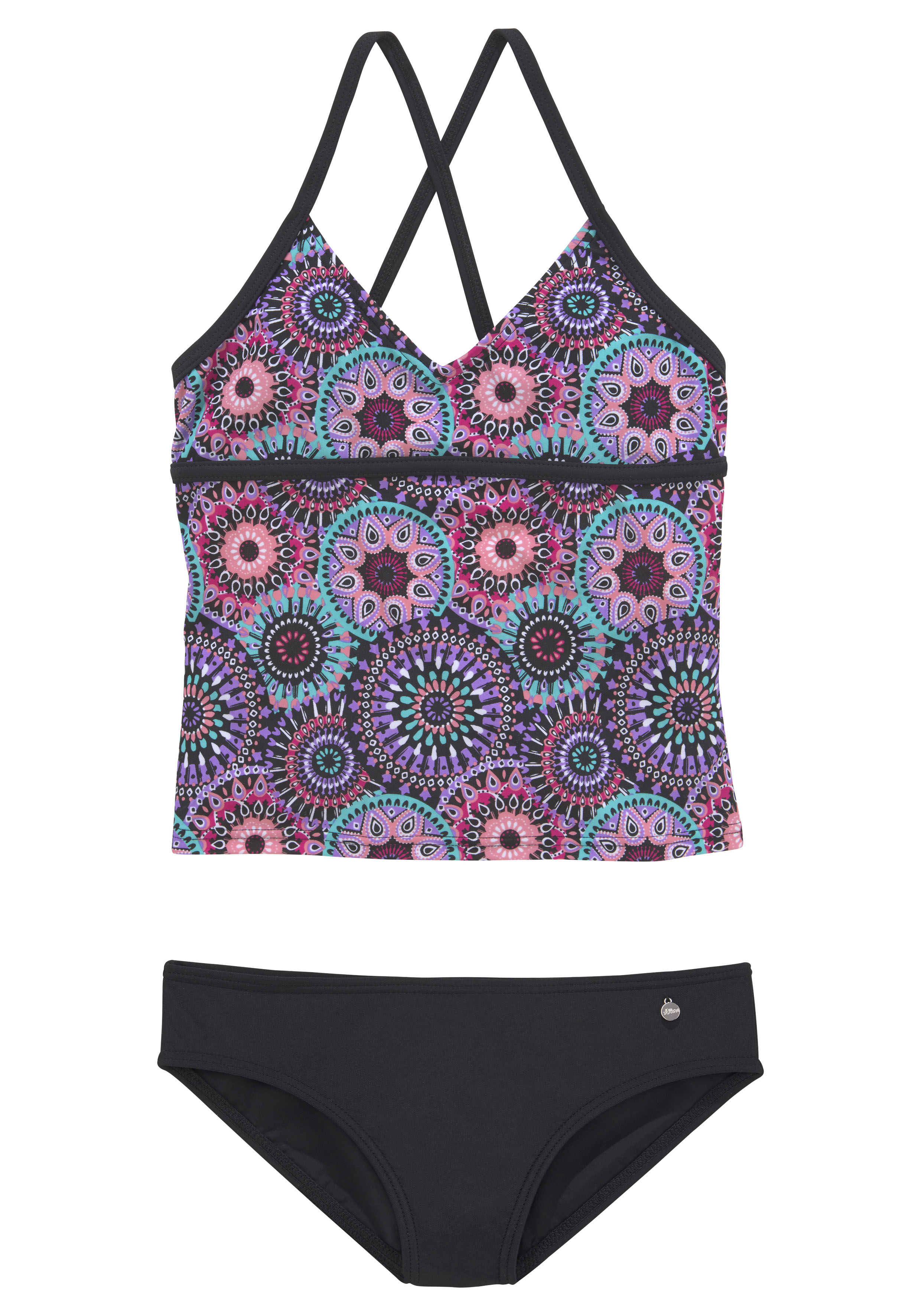 Tankini S.OLIVER, Kinder, Gr. 158/164, N-Gr, bunt, Polyamid, bedruckt, Bikini-Sets, mit coolem Print Image
