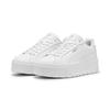 Sneaker PUMA "Karmen II Leather Sneakers Damen", Gr. 40, weiß (weiß silber metallic), Obermaterial: Kuhleder, Textil, Synthetik; Futter: Textil; Innensohle: Textil; Laufsohle: Gummi, Schuhe