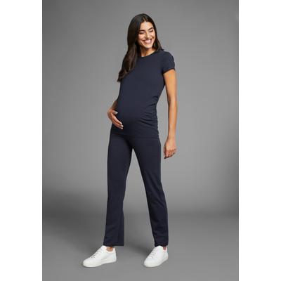 Umstands-Set NEUN MONATE "2tlg. Set T-Shirt + Leggings für Schwangerschaft und Stillzeit", Damen, Gr. 40/42, blau (marine, marine), Jersey, Obermaterial: 95% Baumwolle, 5% Elasthan, unifarben, modisch, KOB Set-Artikel, T-Shirt und Leggings einzeln...
