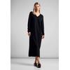 Midikleid STREET ONE, Damen, Gr. 38, EURO-Größen, schwarz, Stoff, 87% Viskose, 13% Polyester, unifarben, casual, comfort fit wadenlang, V-Ausschnitt, Langarm Bündchen, Kleider, in Unifarbe
