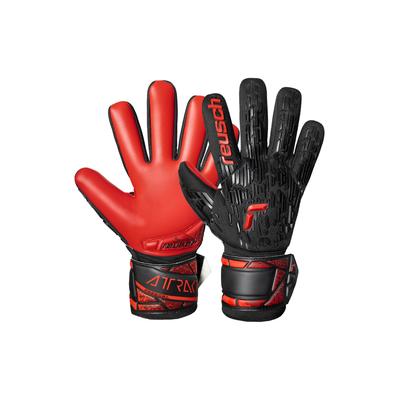 Torwarthandschuhe REUSCH "Attrakt Freegel Silver NC", Damen, Gr. 9, schwarz (schwarz, rot), 56% Elastodien, 34% Polyester, 5% Polyurethan, mehrfarbig, sportlich, Handschuhe, mit flexibler Rückhand