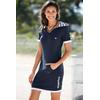 Sweatkleid KANGAROOS, Damen, Gr. 44 (L), N-Gr, blau (nachtblau), Obermaterial: 100% Baumwolle. Kapuzenfutter: 100% Baumwolle, casual, figurbetont, V-Ausschnitt, Kurzarm Lagenoptik, Kleider, in Longform, aus Baumwoll-Sweatqualität, mit Kängurutasche,...