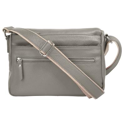 Umhängetasche SAMANTHA LOOK, Damen, Gr. B/H/T: 25cm x 22cm x 5cm onesize, grau, Leder, unifarben, Taschen, echt Leder, Made in Italy Image