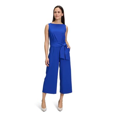 Overall BETTY BARCLAY "Betty Barclay Jumpsuit mit Eingrifftaschen", Damen, Gr. 42, Normalgrößen, blau (adria), Obermaterial: 86% Polyester, 14% Elasthan., feminin, figurumspielend, Rundhals, Overalls, Form Image