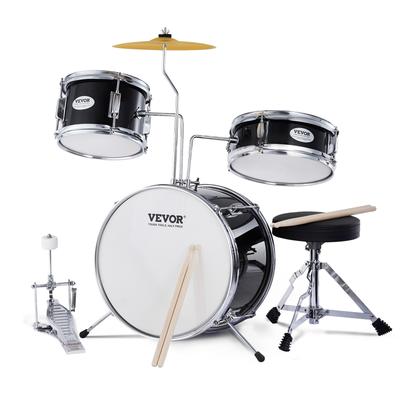 VEVOR Kids Drum Set, 3-Piece, 14 in Beginner Drum Set Starter Drum Kit for Child Kids, Black - 14 in