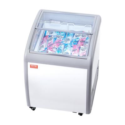 VEVOR Commercial Ice Cream Display Case Mobile Glass Top Deep Freezer