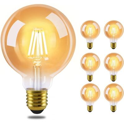 Gbly - Los mit 6 led Glühbirne E27 Vintage Lampe G80 Warmweiss Filament Leuchtmittel 2700K 4W Image