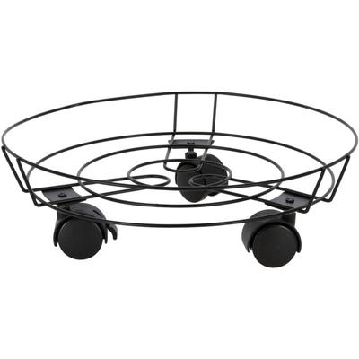 Spetebo - Metall Pflanzentrolley schwarz rund - 32 cm - Blumentopf Untersetzer mit 3 Rollen Image